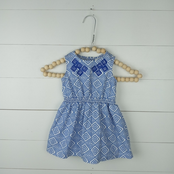 Carter's Other - Carter's Girls size 12 mos dress white and royal diamond design